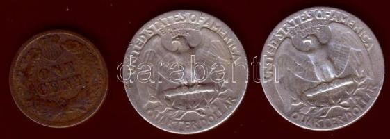 USA 1897. 1c "Indián" T:3 + 1946+1956. 1/4$ Ag (2klf) "Liberty" T:3