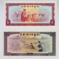 Kambodzsa / Vörös Khmer kiadás 1975. 10R + 50R T:I,I-
Cambodia / Khmer Rouge Issue 1975. 10 Riels +...