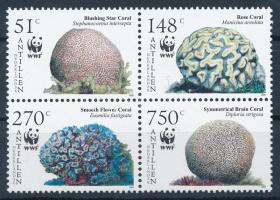 WWF: Korallok sor négyestömbben, WWF Corals set block of 4