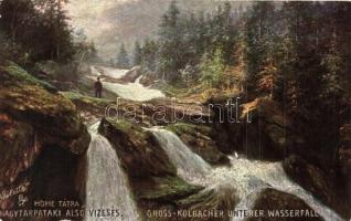 Tátra, Nagytarpataki alsó vízesés / Gross-Kohlbacher unterer Wasserfall / waterfall. Raphael Tuck & Sons Oillette Serie Hohe Tatra No. 608B. (EB)