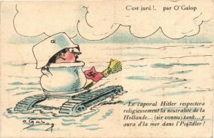 Cest juré! / WWII Anti-Hitler mocking graphic art postcard, tank. Collection Comique Militaire 144. A. Noyer Paris s: O Galop (EK)