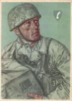 Unsere Luftlandetruppen, Luftlandepionier / WWII German military art postcard. ODA P.i.R. 10. Nr. 6. s: W. Willrich (fl)