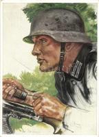 Unsere Panzerwaffe, Ein Panzer Pionier / WWII German military art postcard. ODA P.i.R. 9. Nr. 6. s: W. Willrich (EK)