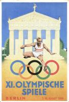 1936 Berlin XI. Olympische Spiele / Summer Olympics in Berlin advertisement card, So. Stpl s: Schroffner (fa)