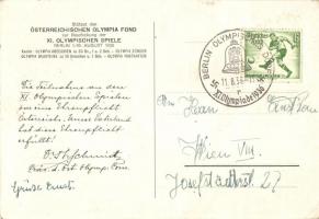 1936 Berlin XI. Olympische Spiele / Summer Olympics in Berlin advertisement card, So. Stpl s: Schrof...