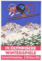 1936 Garmisch-Partenkirchen IV. Olympische Winterspiele / Winter Olympics in Garmisch-Partenkirchen advertisement card, So. Stpl s: Schroffner