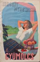 10 darabos régi magyar gyümölcsös propagandalap gyűjtemény albumban / 10 pre-1945 Hungarian fruit an...