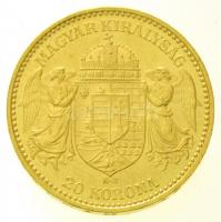 1898KB 20K Au "Ferenc József" Körmöcbánya (6,75g/0.900) T:2 / 
Hungary 1898KB 20 Korona A...