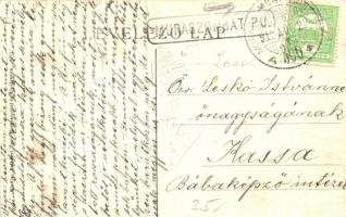 Muraszombat, Muravska Sobota; látkép + vasúti bélyegző / panorama view + railway stamp