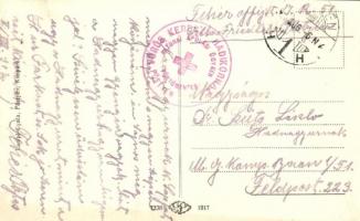 Pöstyén, Piestany; Izraelita zsinagóga, babakocsi + Vörös Kereszt Hadikórház pecsét / Isr. tempel / ...