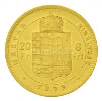 1873KB 8Ft/20Fr Au "Ferenc József / Középcímer" Körmöcbánya (6.44g/0.900) T:2 kis ph. / Hu...