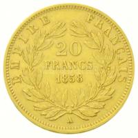 Franciaország / Második Császárság 1858A 20Fr Au "III. Napóleon" (6,45g/0.900) T:2 ph.
/ ...