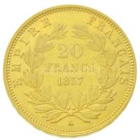 Franciaország / Második Császárság 1857A 20Fr Au "III. Napóleon" (6,47g/0.900) T:2,2- kis ...
