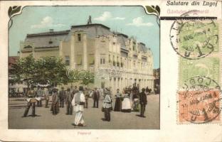 Lugos, Lugoj; utcakép, Sternlicht Manó üzlete. Nemes Kálmán kiadása / street view, shops. TCV card, Art Nouveau (EK)