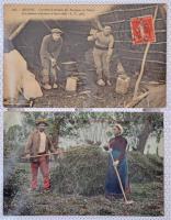 100 db RÉGI főleg francia népviseletes képeslap, érdekesebb lapokkal, jó minőségben, szép albumban /...