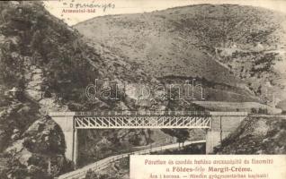 Örményes, Armenis; vasúti híd, Margit krém reklám. Drotleff József kiadása / railway bridge. creme advertisement (EK)