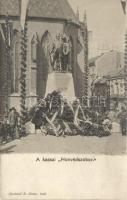 1906 Kassa, Kosice; megkoszorúzott Honvéd szobor / wreathed heroes monument. Nyulászi B. photo