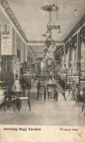 Kassa, Kosice; Andrássy Nagy Kávéház, Fehér és Fő utcai részletek, belső / Grand cafe interiors - 2 db régi képeslap / 2 pre-1913 postcards