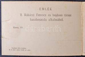 Kassa, Kosice; II. Rákóczi Ferenc és bujdosó társai hazahozatala, emlék leporellolap 6 képpel. Viasz...