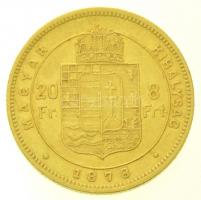1878KB 8Ft/20Fr Au "Ferenc József / Középcímer" Körmöcbánya (6,41g/0.900) T:2,2- / Hungary...