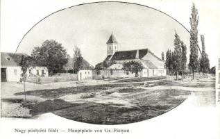 Pöstyén, Nagypöstyén, Gross-Pöstyén, Piestany; Fő tér és templom / main square and church