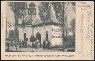 1903 Zsolna, Sillein, Zilina; Iparkiállítás, Holéczy P. és fia liptószentmiklósi szűcsáru cégének pavilonja / Industrial Exhibition, pavilion of the furriery company (EK)