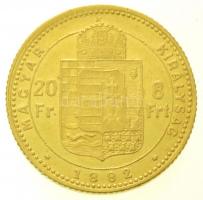 1882KB 8Ft/20Fr Au "Ferenc József / Középcímer" Körmöcbánya (6,43g/0.900) T:2 ph. / Hungar...