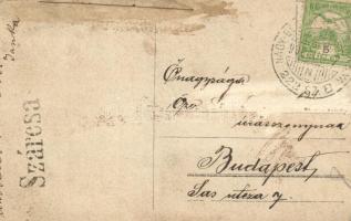 1908 Szárcsa, Sutjeska; 2 db fotóképeslap a vasútállomásról hajtánnyal és gőzmozdonnyal / 2 photo po...