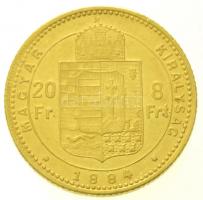 1884KB 8Ft/20Fr Au "Ferenc József / Középcímer" Körmöcbánya (6,45g/0.900) T:2 kis karc / H...