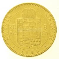 1888KB 8Ft/20Fr Au "Ferenc József / Középcímer" Körmöcbánya (6,43g/0.900) T:2,2- / Hungary...