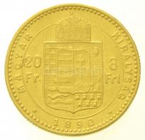 1890KB 8Ft/20Fr Au "Ferenc József / Középcímer" Körmöcbánya (6,34g/0.900) T:2,2- / Hungary...
