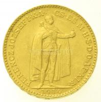 1914KB 20K Au "Ferenc József" Körmöcbánya. Bosznia címerrel! (6,78g/0.900) T:1-,2 /  Hungary 1914KB 20 Korona Au "Franz Joseph" Kremnitz. With Bosnia coat of arms! (6,78g/0.900) C:AU,XF Adamo K9.1, Krause KM#495