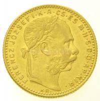 1892KB 8Ft/20Fr Au "Ferenc József / Fiume címer" Körmöcbánya (6,45g/0.900) T:2 karc / Hungary 1892KB 8 Forint/20 Francs Au "Franz Joseph / Fiume Coat of Arms" Kremnitz (6,45g/0.900) C:XF scratch Adamo M23