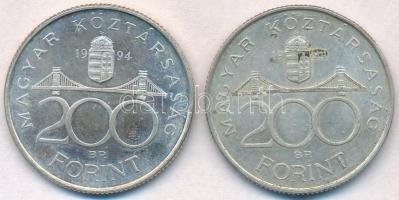 1994. 200Ft Ag "Deák" (2x) T:2 kis patina