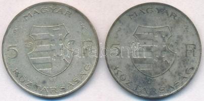 1947. 5Ft Ag "Kossuth" (2x) T:2,2- patina