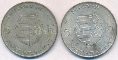 1947. 5Ft Ag "Kossuth" (2x) T:2,2- patina