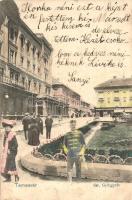 Temesvár, Timisoara; Szent György tér, sörcsarnok, gyógyszertár, montázslap / square, beer hall, pharmacy. montage postcard  (fl)