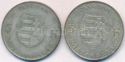 1947. 5Ft Ag "Kossuth" (2x) T:2,2- patina