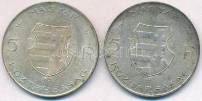 1947. 5Ft Ag "Kossuth" (2x) T:2,2- patina