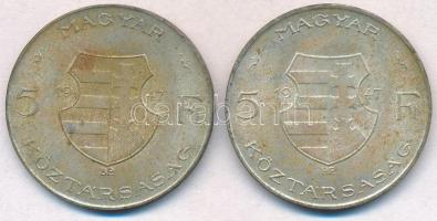 1947. 5Ft Ag "Kossuth" (2x) T:2,2- patina