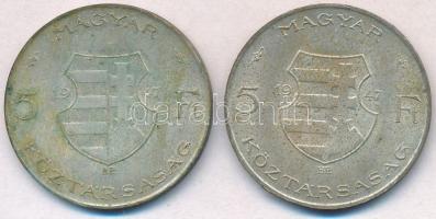1947. 5Ft Ag "Kossuth" (2x) T:2- patina