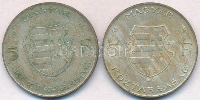 1947. 5Ft Ag "Kossuth" (2x) T:2- patina