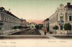 Eszék, Osijek, Esseg; Skolska ulica / Schulgasse / Iskola utca. Selzer és Rank kiadása / school street (EK)