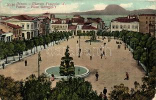 Patras, Place Georges I. / square, fountain, shops (EK)