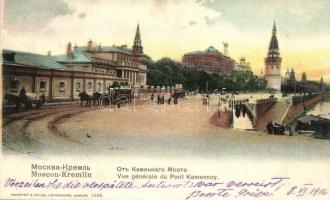 Moscow, Moscou; Kremlin. Pont Kamennoy / Bolshoy Kamenny bridge, horse-drawn tram. Knackstedt & Näther (EK)
