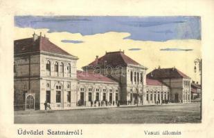 Szatmárnémeti, Satu Mare; vasútállomás. Hollósi felvétele / Bahnhof / railway station  (Rb)