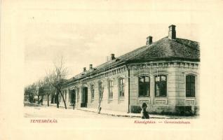 Temesrékás, Recas; Községháza, utca. W.L. Bp. 6730. / Gemeindehaus / street view with town hall