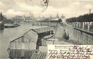 Moscow, Moscou; Quai de la Moscowa / Moskva river canal and quay. Knackstedt & Näther