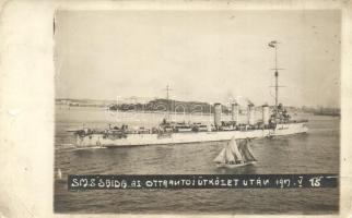 1917 Pola, SMS Saida osztrák-magyar Helgoland-osztályú gyorscirkáló / K.u.K. Kriegsmarine, light cruiser, photo (EK)
