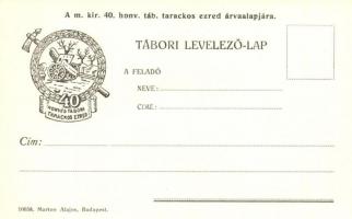 40. Honvéd Tábori Tarackos Ezred árva alap segélylap / Hungarian WWI military charity card